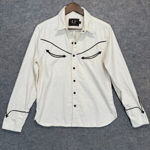 Freenote Ranchwear Western Pearl Snap Shirt Mens Small Smile Pocket Cream Japan